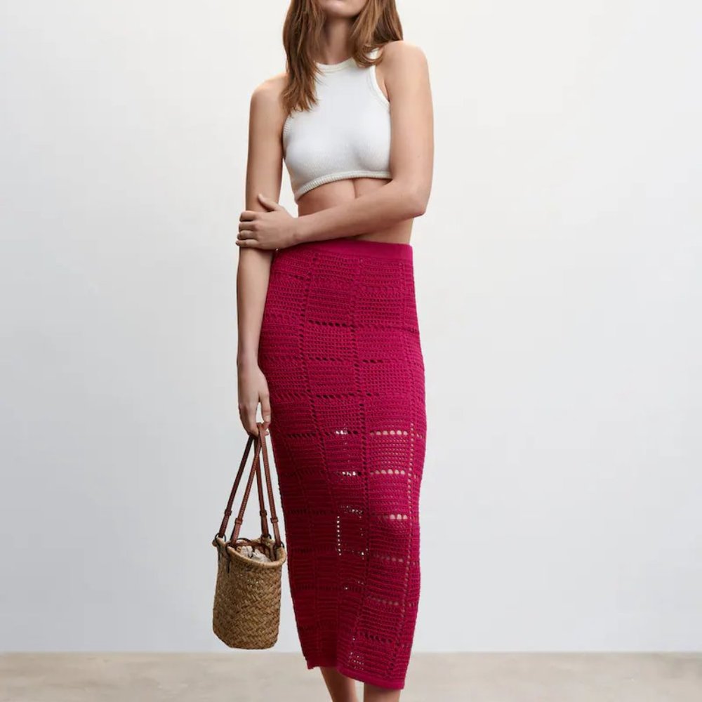 Mango Crochet Midi Skirt